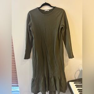 Zara Long sleeve olive green dress